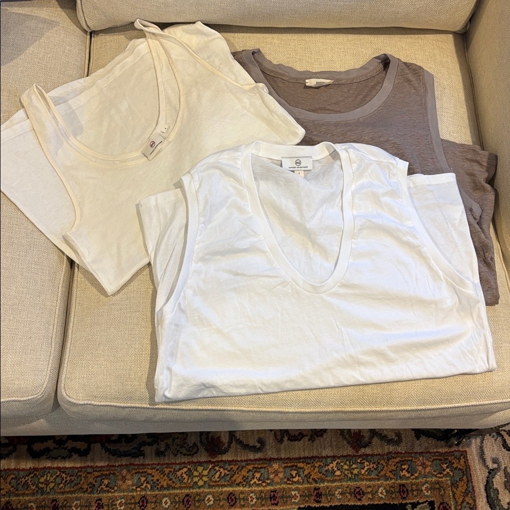 Ag Adriano Goldschmied bundle, White & Taupe Tank Top Set size small